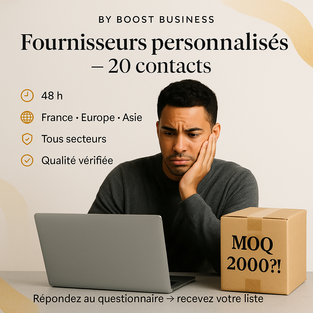 Liste Fournisseurs Pro – 20 Contacts Vérifiés